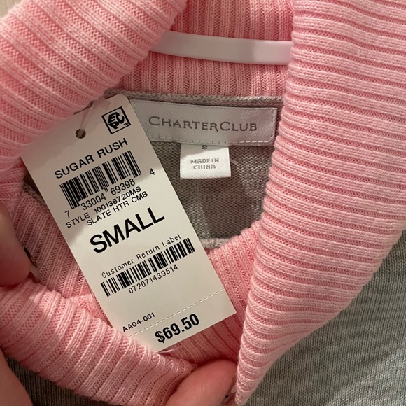 Charter Club multi coloured turtleneck with pearls sweater - Picture 5 of 5